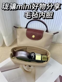 Bag Insert For LongChamp Mini Bag Organizer Felt Mini Bag Organizer for le pliage Green Pouch with Handle Small Handbag Shaper