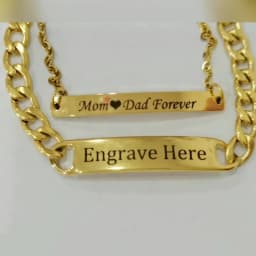 Akizoom Punk Engrave Name Custom Bracelets Gold Color Stainless Steel Thick Hand Chain Customized Couple Men Women Jewelry Gift