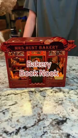Original CUTEBEE 216pcs Mrs.Hunt Bakery Book Nook Kit DIY Miniature House Bakery Dessert Shop Dollhouse Booknook for Adults Tiny House Bookshelf Decor 3D Wooden Puzzle DIY Craft Gifts for Family Friends book nook para montar gifts for books fans