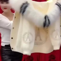 Autumn And Winter New Warm Solid Color Thick Hooded Imitation Mink Fur Coat With Rhinestone And Fur Collar Women's Top Cardigan