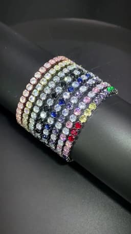 Chic 4mm Round Colorful Crystal Tennis Bracelets Silver Color Adjustable Folding Buckle Chain Bracelet on Hand Fashion Jewelry