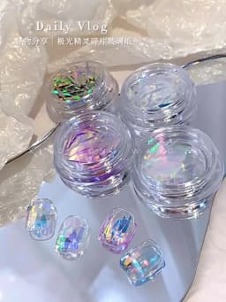 1Box Irregular Holographic Broken Glass Paper Aurora Nail Foil Decal Gradient Laser Flakes Sticker DIY Accessories Manicure Deco