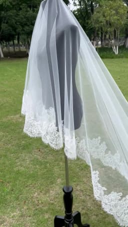 Customized 1 Tier Mantilla Wedding Veil 3M Long Full Lace Edge Cathedral Bridal Veils Wedding Accessories Doda Velo De Novias