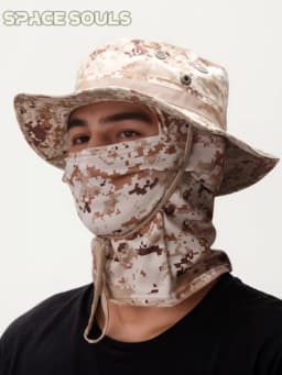 2Pcs/Set Men's Sun Protection Wide Brim Hat With Balaclava Mix Set Breathable Hunting Hat Outdoor Camping Hiking Fishing Cap