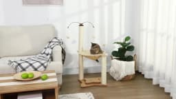 PawHut Cat Tree for Indoor Cats w/ Scratching Posts Hammock, Toy Ball - Beige