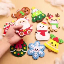 9-Piece DIY Christmas Sewing Material Pack for Beginners; Easy to Make Christmas Tree Ornaments Including Gingerbread Man, Reind