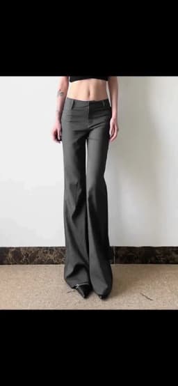 Lucyever Grey Low Waisted Flared Pants Female Y2K High Street Retro Wide Leg Trousers Fashion Slim Pocket Office Lady Suit Pants