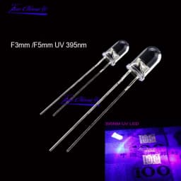 100PCS UV LED Diode DIP 3mm 5mm Diodes Clear UV 395nm LED Ultraviolet Ultra Violet LED Kit