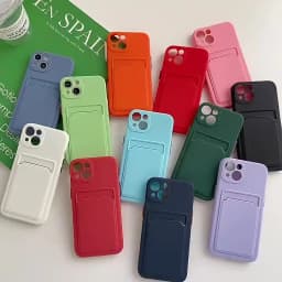 Candy Color Card Slot Wallet Pocket Silicone Case For iPhone 17 Air 16e 16 15 14 Pro Max Plus Soft Silicone Phone Cover