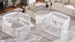 JHK Plastic Dog Playpen 6 Panel 24IN Expandable Durable Pet Fence for Medium Dogs Indoor Outdoor Folding Portable Puppy Playpen