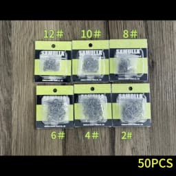 50pcs Carp Fishing Hooks PTFE Coating High Carbon Stainless Steel Barbed Hooks Curved Wide Gape Barbed Strengthen Carp Hook