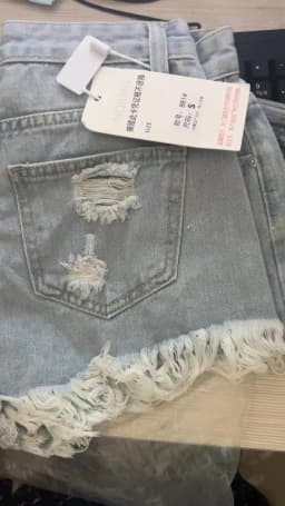 Retro Irregular Old Ripped Denim Shorts Women's Summer Low Waist Design Jeans Hot Pants Sky Blue