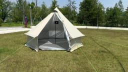 8 Person Large Pyramid Hot Tent with Four Seasons Camping Chimney Wood Stove for Outdoor Cooking Mongolian Bag Tent CZX-998