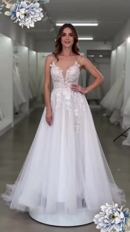 LORIE 3D Lace Wedding Dresses A Line Satin Bridal Gowns Square Neck Wedding Party Gowns 2023