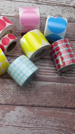 5cm Color Thermal Label Circle Self-adhesive Sticker 6cm Roll Sticker Label Direct Thermal Label for Logo Product Label QR Code