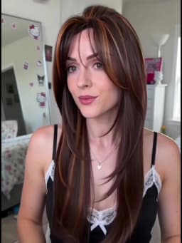22-Inch Medium-Length Wavy Synthetic Wig, Made of Linen Blend and Brown Color, Is Suitable for Daily Wear by Fashionable Women