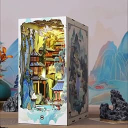Book Nook Shelf Insert Casa Miniature Doll House Kit Toys Home Dollhouse Bookends Furniture Wooden Bookshelf Birthday Gifts
