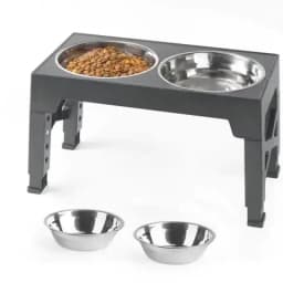 Elevated Dog Feeder Bowls Adjustable Raised Stand with Double Stainless Steel Food Water Bowls Small Medium Large Dogs