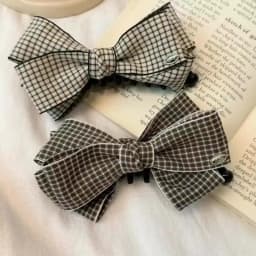 Korea Autumn Winter Black White Imitation Cashmere Bow Hairpin Small Fragrance Temperament Top Clip Hairpin Hair Accessories