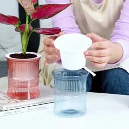 Lazy Hydroponic Flower Pot Automatic Water-Absorbing Flowerpot Transparent Double Layer Plastic Self Watering Planter Office