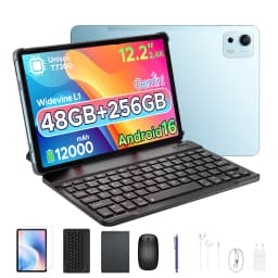 POCKAM P12PLUS 12-inch Android Tablet, 16 GB, 12,000 mAh/18 W, T7300 Octa-core, 2.4K at 120 Hz, 48GB RAM + 256GB ROM/2 TB microSD, Wi-Fi, 8MP + 13 MP, Gemini AI, Face ID, OTG, Tablet with Keyboard and Pen