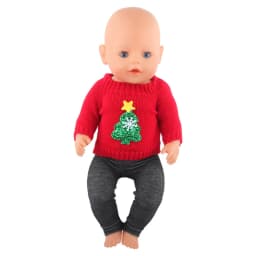43 Cm Baby New Born Doll Clothes Wool Cute Santa Claus, Tree, Elk Christmas Clothes Suit For American 18 Inch Girl Doll Toy Gift