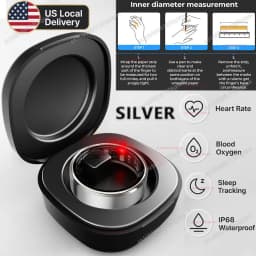 Local US Smart Ring with Charging Case for Men Women Heart Rate Blood Oxygen and Sleep Monitor, IP68 Waterproof Multi-sport Mode