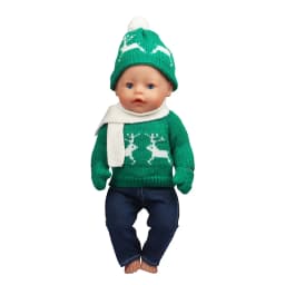 43 Cm Baby New Born Doll Clothes Wool Cute Santa Claus, Tree, Elk Christmas Clothes Suit For American 18 Inch Girl Doll Toy Gift