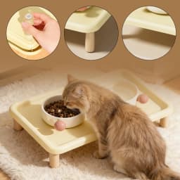 Elevated Cat Food Bowl Platform Portable for Automatic Pet Feeders Raised Feeding Stand Wooden Support for Cats and Dogs