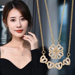 Rose Gift Box Four -leaf Grass Necklace Heart Necklace Cute Four Leaf Clover Necklace Dainty Gold Necklaces Gifts for Girlfriend