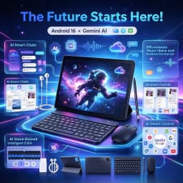 URAO X6ProL 10.1 Inch Android 16 AI Tablet PC 36GB(6GB+30GB) RAM 256GB ROM IPS Display A537 Octa‑Core 1TB TF Expand 6000mAh Battery WiFi 6 Full Kit with Keyboard Mouse Stylus Case Earphone for Study Work Entertainment Tablet Android