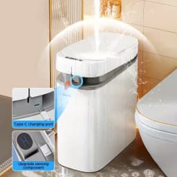Smart Sensor Trash Can Hands-free Touch Automatic Adsorption Bags Garbage Can Waterproof Bucket Bathroom Home For Trash Can