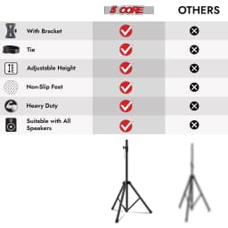 5Core Speaker Stand Tripod 2Pcs Tall Adjustable 72 Inch DJ Studio Monitor Stands Pole Mount