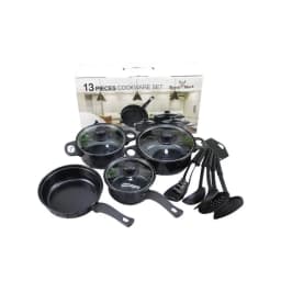 13-Piece Cookware Set, Non-Stick Stone Coating Kitchen Pots and Pans Set, Stainless Steel Handle Glass Lids, Soup Pot Frying Pan Milk Pot, Korean Style Cookware