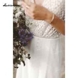 Boho Simple V-neck Sexy Backless Button Sashes Lace Jumpsuit Wedding Dress Chiffon Bridal Gown Short Cap Sleeve Vestido De Noiva