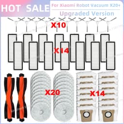 Fit For Xiaomi Robot Vacuum X20+, X10+ / X20 Plus, X10 Plus Parts Roller Side Brush Hepa Filter Mop Cloth Dust Bag Accessories