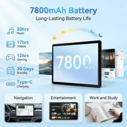 10.95‑Inch Slim Android16 Tablet with Gemini AI,30GB(3+27GB Virtual)RAM 128GB ROM 1TB Expandable, Widevine L1 1920*1200 Display,7800mAh Long Standby Battery,5MP+8MP Dual Cameras Five‑Core Tablet for Streaming Work Study Gaming