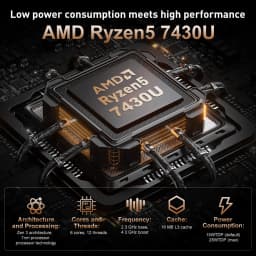 ACEMAGIC K1 Mini Pc AMD Ryzen 5 7430U 16GB LPDDR4X RAM 512GB SSD AMD Radeon™ Graphics Windows 11 Pro up to 4.3 GHz WiFi 6 HDMI 2.5G Gigabit Ethernet MINI Computer