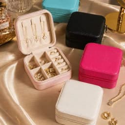 Ryp-983 Portable Jewelry Box - Mini Case with Mirror and Dividers, for Travel and Gifts