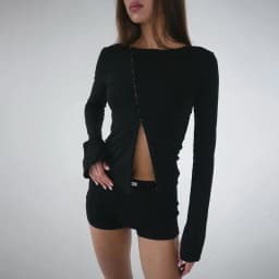 Ahagaga Fashion Solid Women's Tops Single Breasted Regular Long Sleeves Slim Fit High Street O-Neck Autumn Basic Tees Female