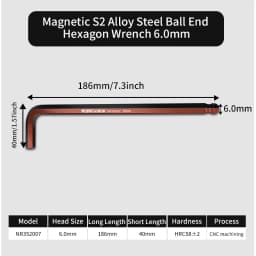1PC Hex Key Magnetic Ball End S2 Steel With T-Handle Hex Key 1.5MM-10MM Allen Wrench