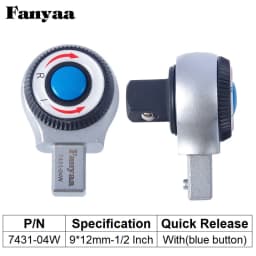 Fanyaa Wrench Ratchet Head Replacement Part Square Tenon Drive End 9*12,14*18mm, 1/4 3/8 1/2 3/4 Inch Reversible Socket Ratchet