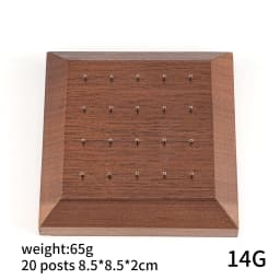 Black Walnut Solid Wood Display Stand for 16G 14G Body Piercing Jewelry 20 Holes Display Holder