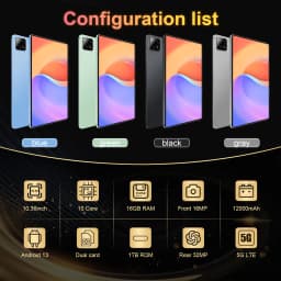 20000mAh Large Battery 10.36 Inch 5G Tablet 2025 New Android13.0 10 Core 16GB 1TB Dual SIM WiFi Bluetooth GPS WPS With Keyboard