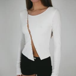 Ahagaga Fashion Solid Women's Tops Single Breasted Regular Long Sleeves Slim Fit High Street O-Neck Autumn Basic Tees Female