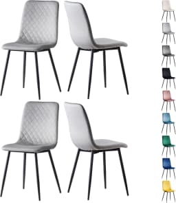 mcc direct Set of 4 Designer Velvet Fabric Dining Chairs Metal Legs Lexi Chairs