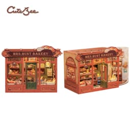 CUTEBEE Book Nook Kit 3D DIY Dollhouse with LED Light Bookshelf Insert Street Shop Series Miniature Model For Home Party Decor