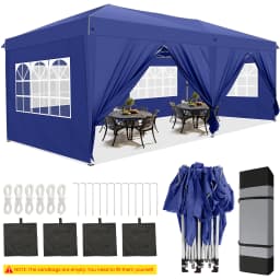 3x6m Pop-up Gazebo Foldable Party Tent with 6 Sidewalls, Easy Assembly for Weddings, Commercial Use, UV50+ Protection Steel Frame