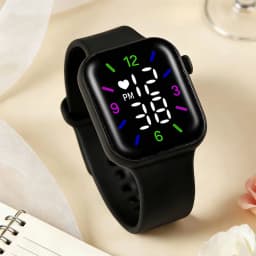 4-Piece Set of Cute and Stylish Electronic Watches for Couples, Paired with a Black and White Butterfly Bracelet Set, Suitable for Couples, Casual and Versatile, a Great Choice as a Gift