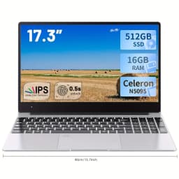 Blossom 17.3" 6500Y Laptop, Intel N5095 Processor, 16GB RAM 512GB/1TB SSD, Lightweight Portable Notebook, Backlit Keyboard, Windows 11 Pro